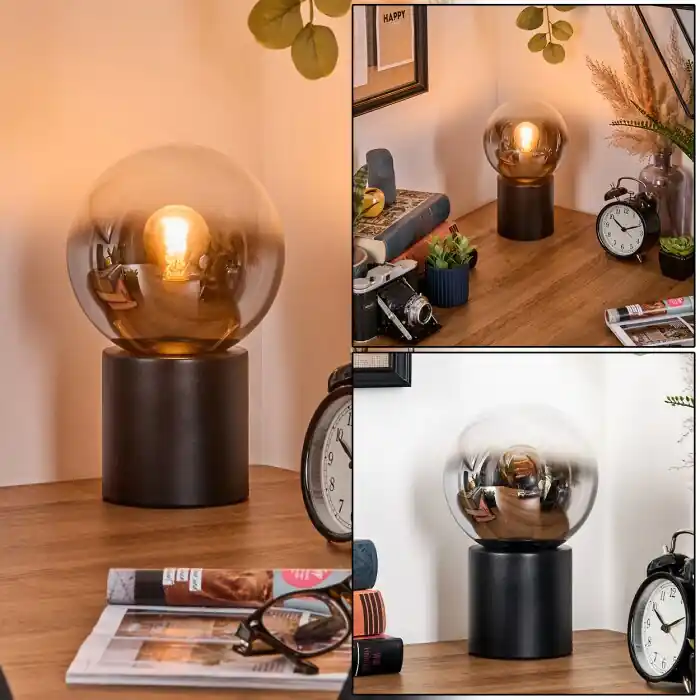 Gastor Kogellampje, Bureaulamp, Tafellamp Chroom, Duidelijk, Rookkleurig, 1-licht Koopje