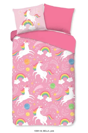 Rechtstreeks Van De Fabrikant Good Morning kinderdekbed zonder overtrek unicorn roze (140x200)