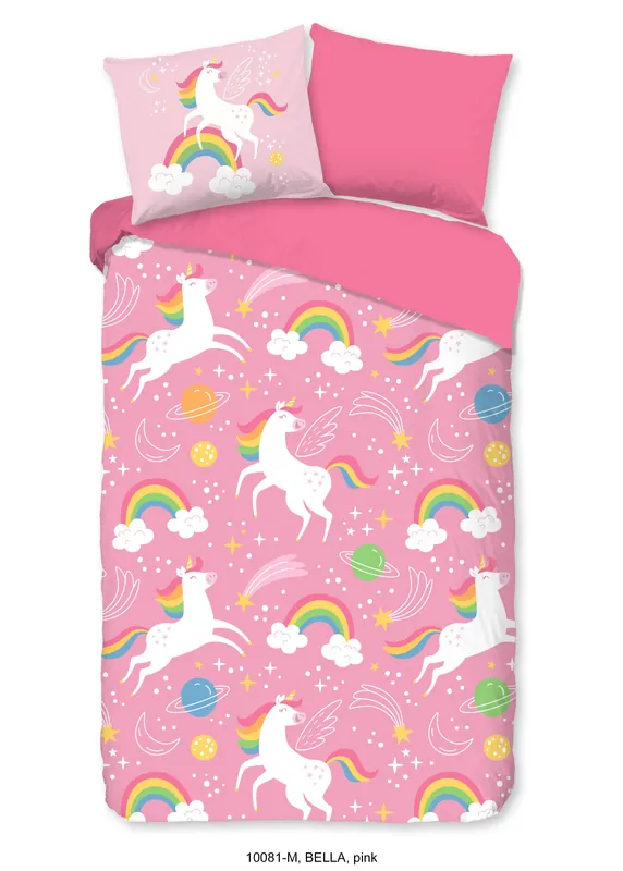 Rechtstreeks Van De Fabrikant Good Morning kinderdekbed zonder overtrek unicorn roze (140x200)