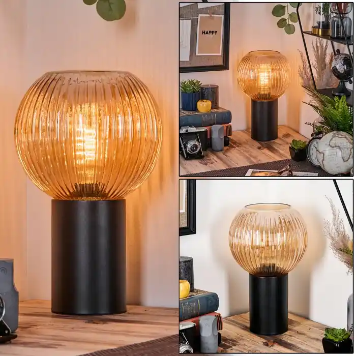 Merkproduct Koyoto Kogellampje, Bureaulamp, Tafellamp 11 cm Amber, 1-licht