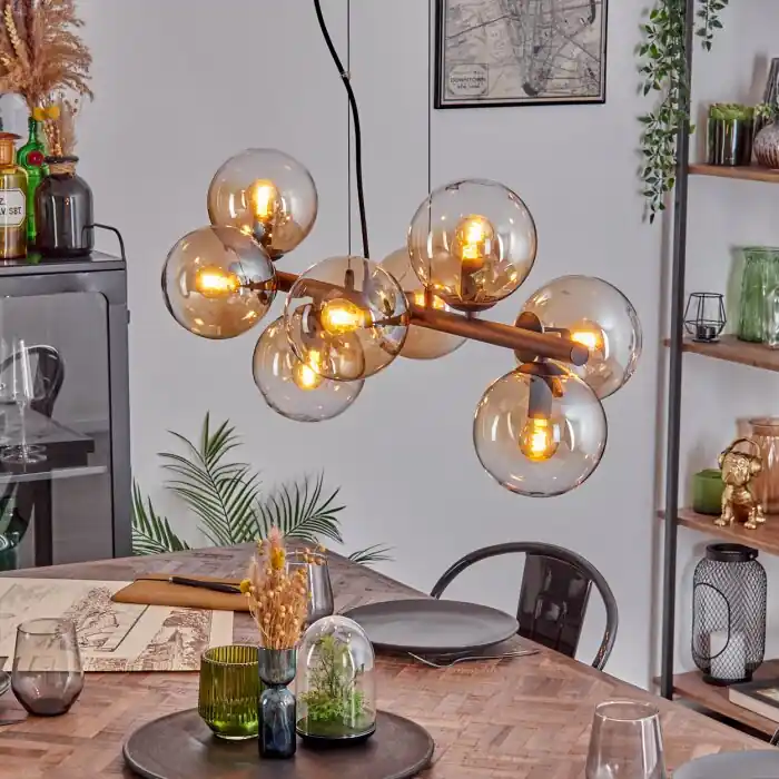 Koyoto Hanglamp, Kogellampje, Hanglamp Amber, Duidelijk, 8-lichts Weekendaanbieding