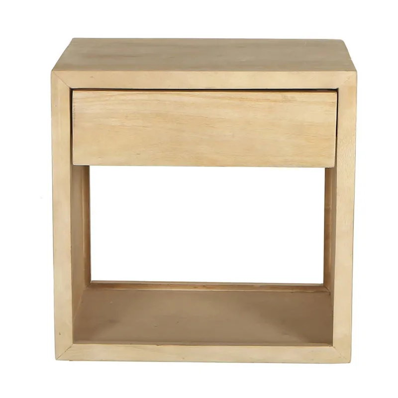 Gratis Retour Giga Meubel Nachtkastje Jeff - Zwevend Naturel Hout - 40x30x40cm