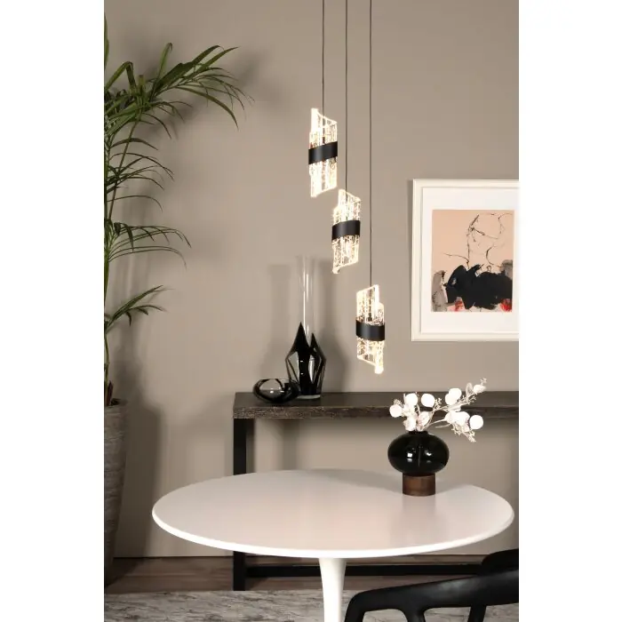 Op = Op Lucide KLIGANDE Hanglamp LED Zwart, 3-lichts