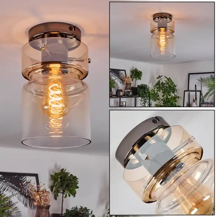 Hasvik Plafondlamp, Plafondspot Chroom, Rookkleurig, 1-licht Rechtstreeks Van De Fabrikant