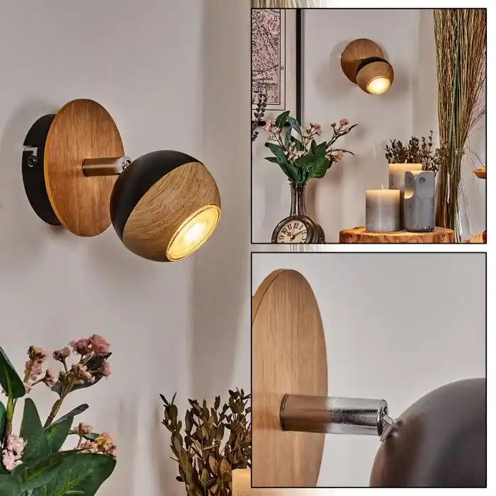 Gratis Retour Haldor Wandlamp, Muurspot Bruin, Chroom, Zwart, 1-licht