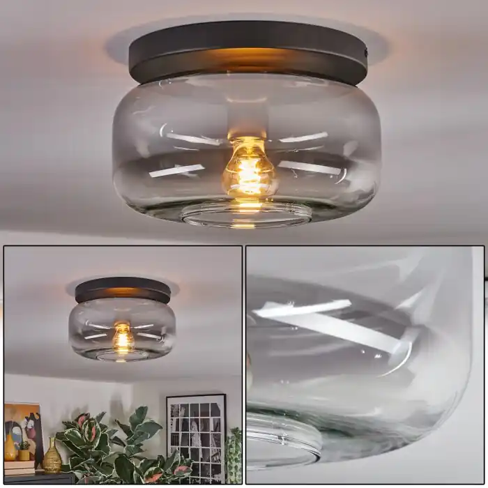 Aanbieding Boza Plafondlamp, Kogellampje Duidelijk, Rookkleurig, 1-licht