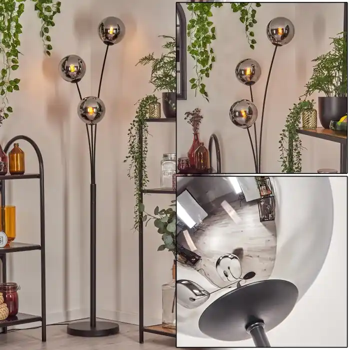 Favoriet Gastor Kogellampje, Staande lamp Chroom, Rookkleurig, 3-lichts
