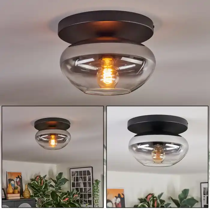 Mertola Plafondlamp, Kogellampje Duidelijk, Rookkleurig, 1-licht Goedkoop