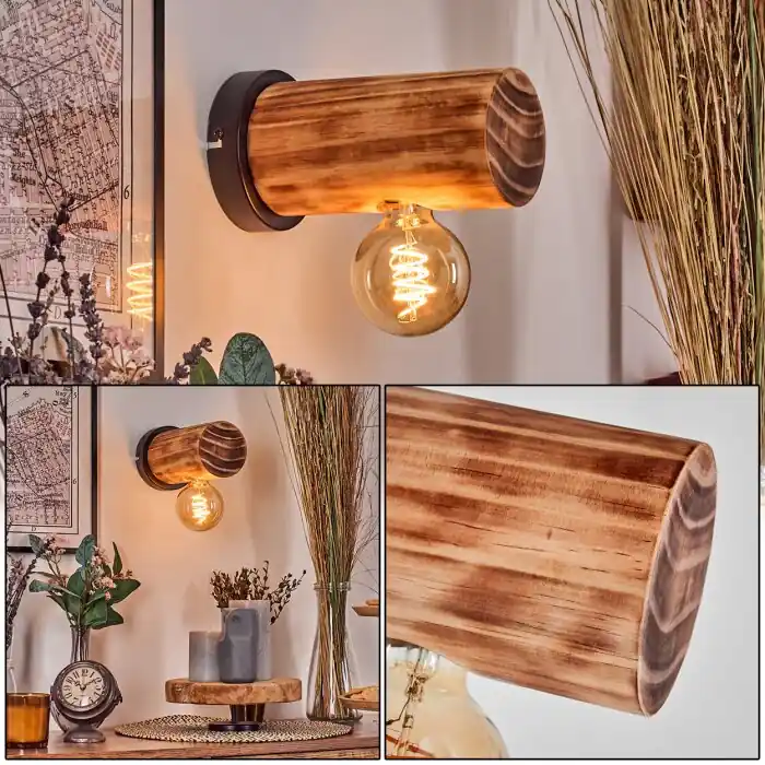 Meest Verkocht Argea Wandlamp, Muurspot Donkerbruin, Natuurlijke kleuren, Zwart, 1-licht