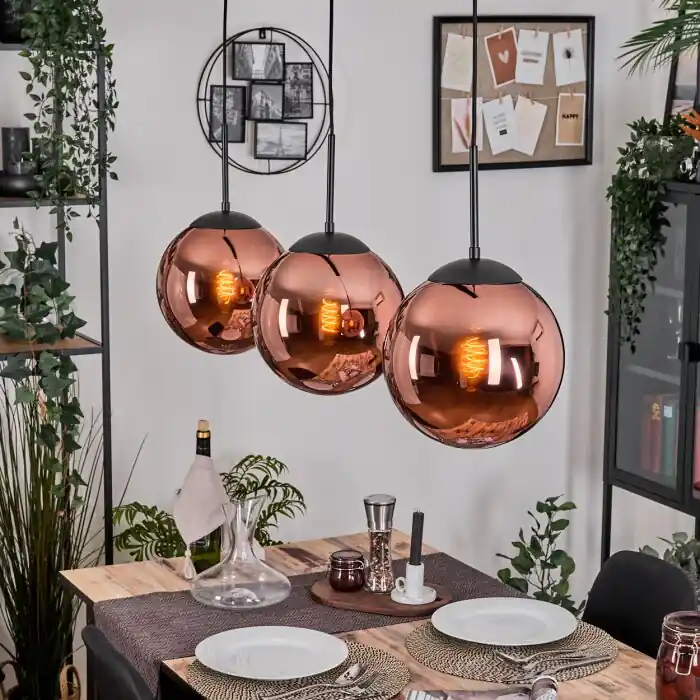 Betaalbaar Gastor Hanglamp, Kogellampje, Hanglamp Koperkleurig, 3-lichts