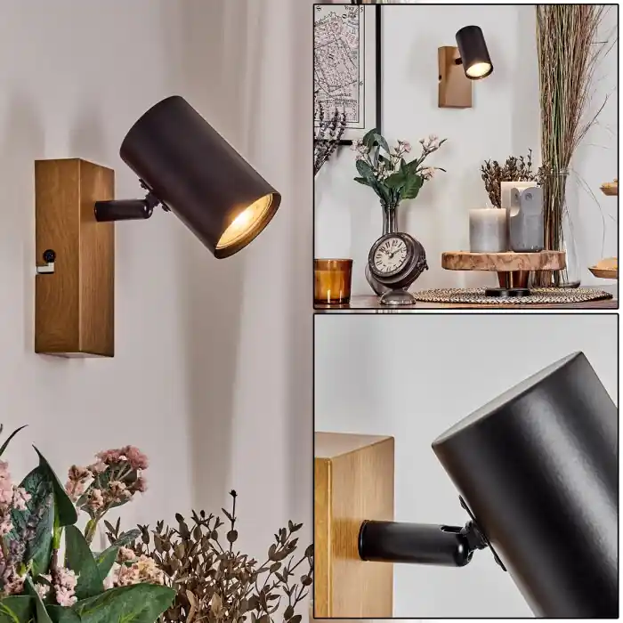 Gesteira Wandlamp, Muurspot houtlook, 1-licht Weekendaanbieding