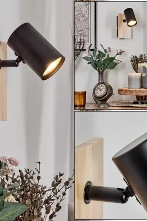 Alleen Vandaag Gesteira Wandlamp, Muurspot Natuurlijke kleuren, Zwart, 1-licht