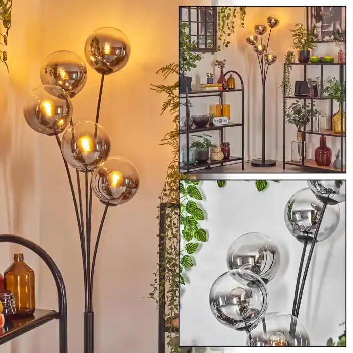 Favoriet Gastor Staande lamp Chroom, Duidelijk, Rookkleurig, 5-lichts