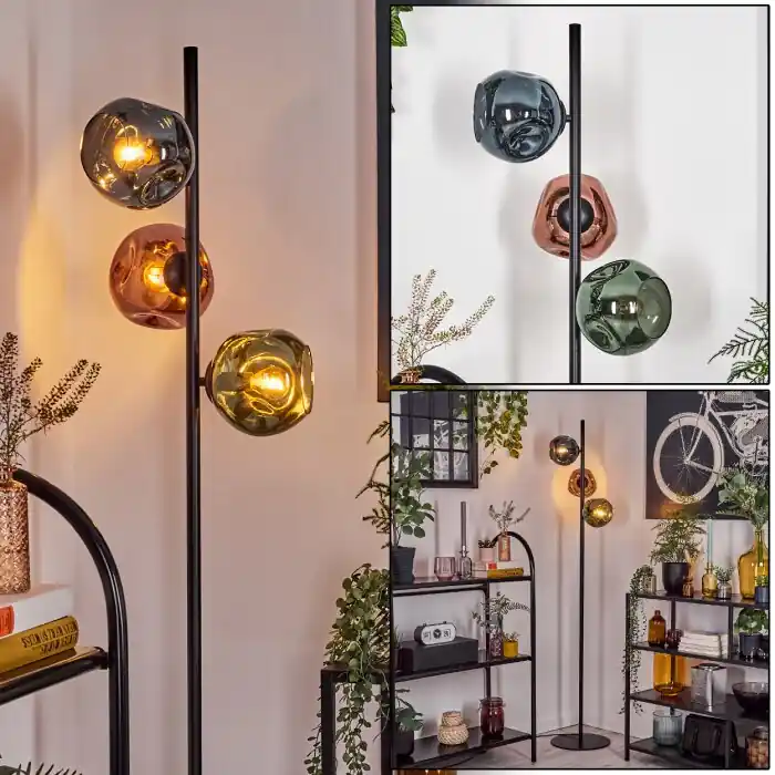 Merkproduct Koyoto Staande lamp Blauw, Groen, Koperkleurig, 3-lichts