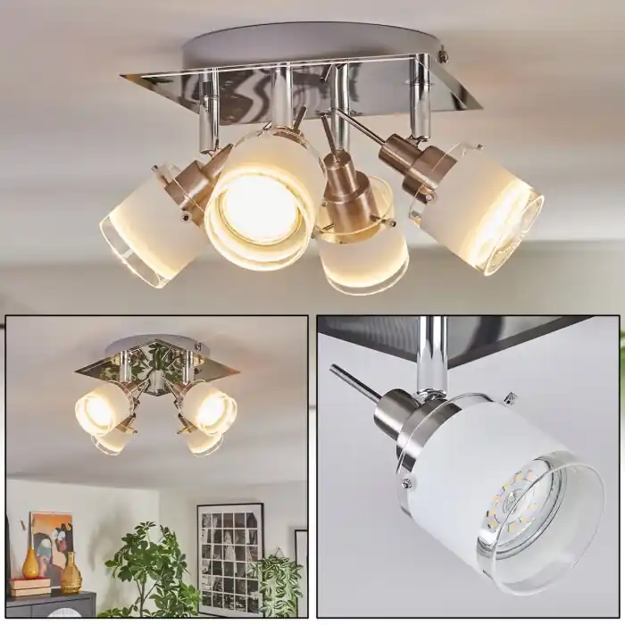 Maren Plafondlamp, Plafondspot LED Chroom, Nikkel mat, 4-lichts Koopje