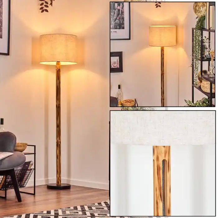 Lage Kosten Bassagoda Staande lamp Natuurlijke kleuren, Zwart, 1-licht