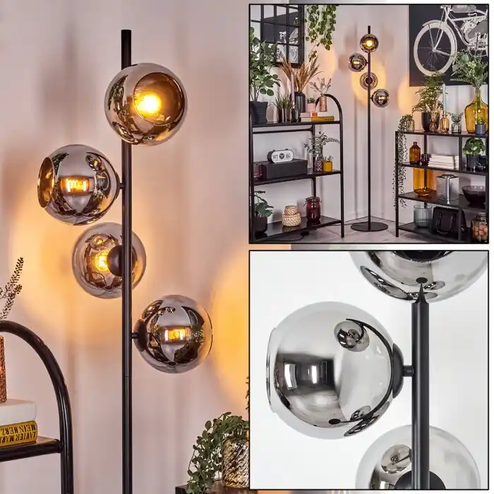 Koyoto Staande lamp 31 cm Chroom, Rookkleurig, 4-lichts Populair
