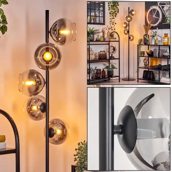Nu Kopen Koyoto Staande lamp Duidelijk, Rookkleurig, 5-lichts