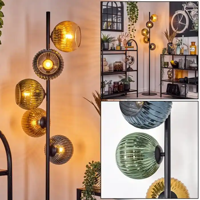 Koyoto Staande lamp 33 cm Blauw, Goud, Groen, Duidelijk, 5-lichts Dagaanbieding