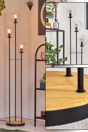 Weekendaanbieding Gastor Staande lamp 30 cm Hout donker, Zwart, 3-lichts
