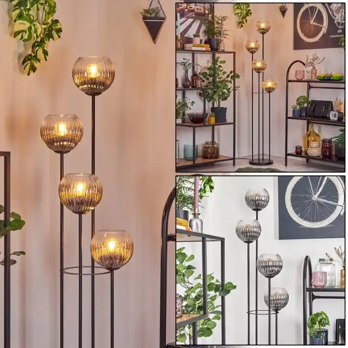 Gecertificeerd Koyoto Staande lamp 30 cm Duidelijk, Rookkleurig, 4-lichts