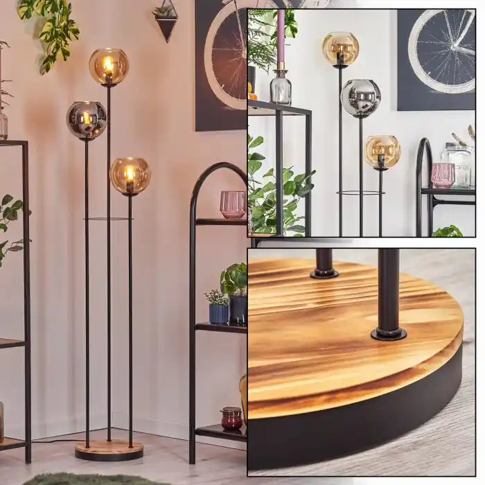 Koyoto Staande lamp 25 cm Hout licht, Zwart, 3-lichts Bestseller