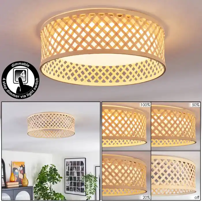 Barroco Plafondlamp LED Natuurlijke kleuren, Wit, 1-licht Op = Op