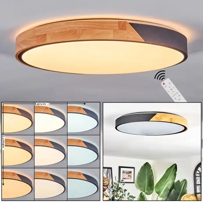 Cadaixo Plafondlamp LED Natuurlijke kleuren, Zwart, 1-licht, Afstandsbediening Snelle Levering