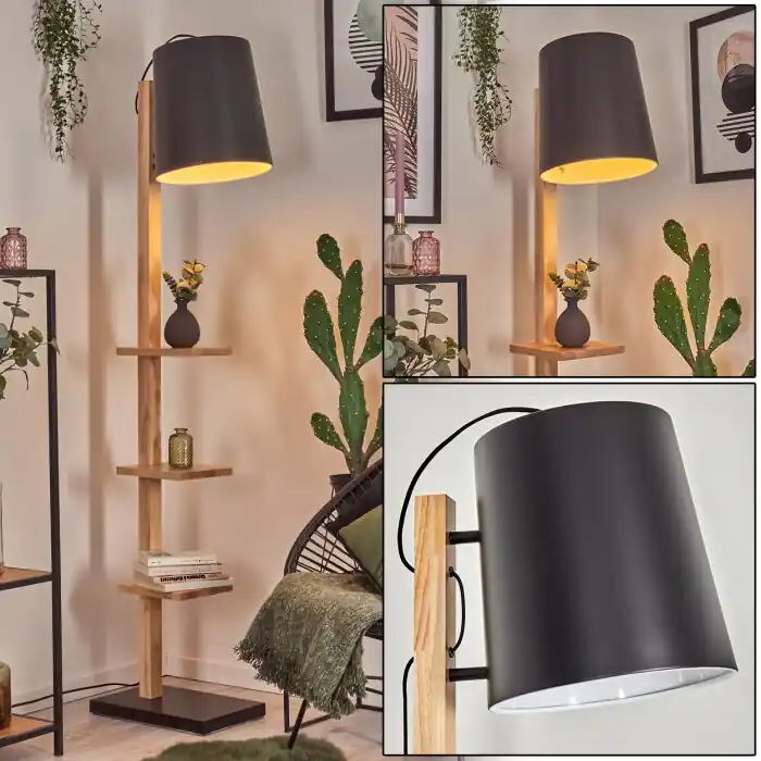 Beperkt Aanbod Kelan Staande lamp Natuurlijke kleuren, Zwart, 1-licht
