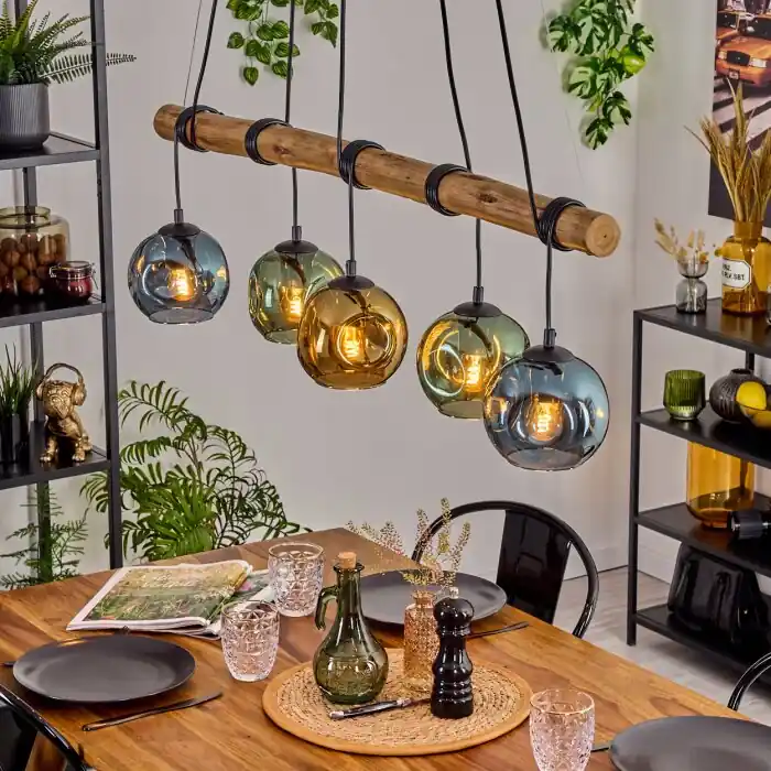 Ripoll Hanglamp, Kogellampje, Hanglamp Natuurlijke kleuren, Zwart, 5-lichts Beperkt Aanbod