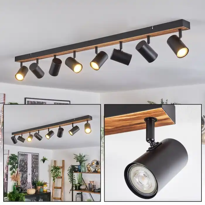 Gesteira Plafondlamp, Plafondspot Natuurlijke kleuren, Zwart, 8-lichts Snelle Levering
