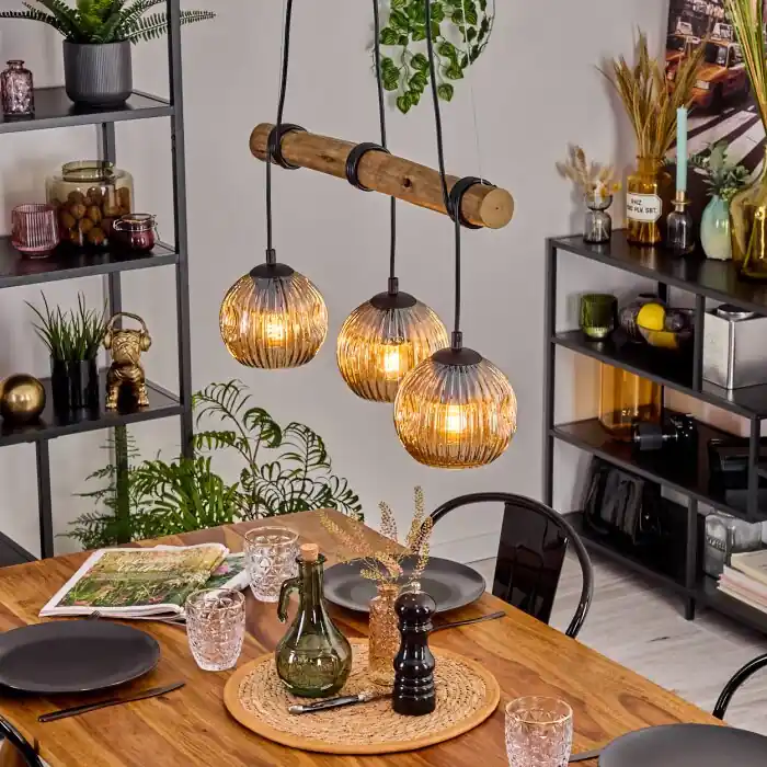 Alleen Vandaag Ripoll Hanglamp, Kogellampje, Hanglamp Natuurlijke kleuren, Zwart, 3-lichts