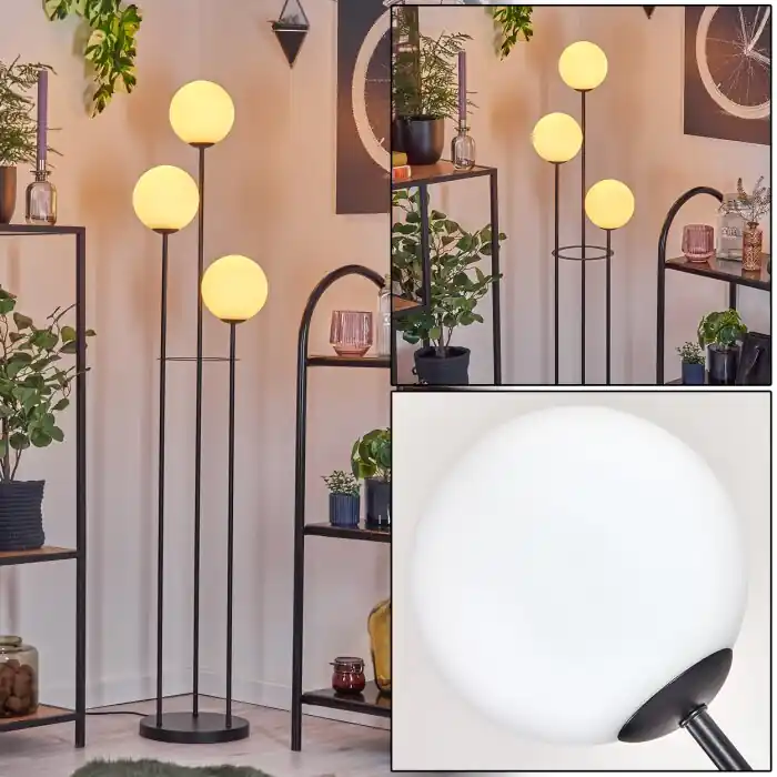 Gastor Staande lamp Zwart, 3-lichts Op = Op
