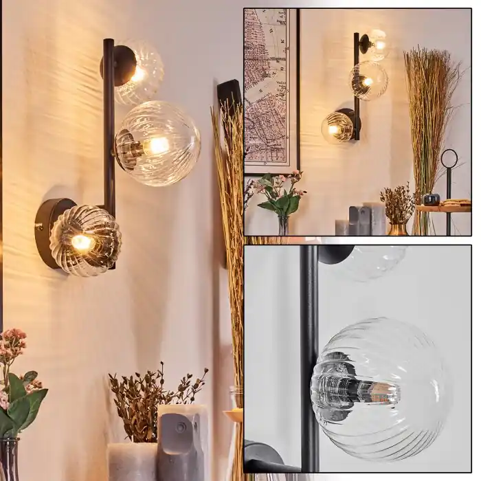 Chehalis Kogellampje, Wandlamp 23 cm Duidelijk, 3-lichts Merkproduct