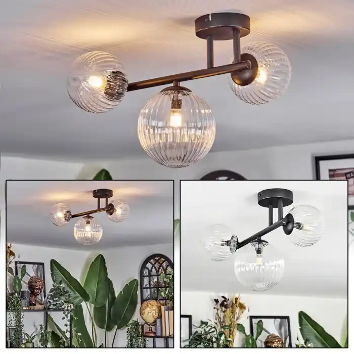 Chehalis Plafondlamp, Kogellampje Duidelijk, 3-lichts Korting