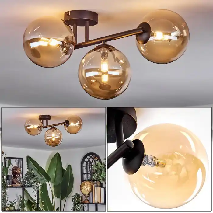 Betrouwbaar Chehalis Plafondlamp, Kogellampje Amber, 3-lichts