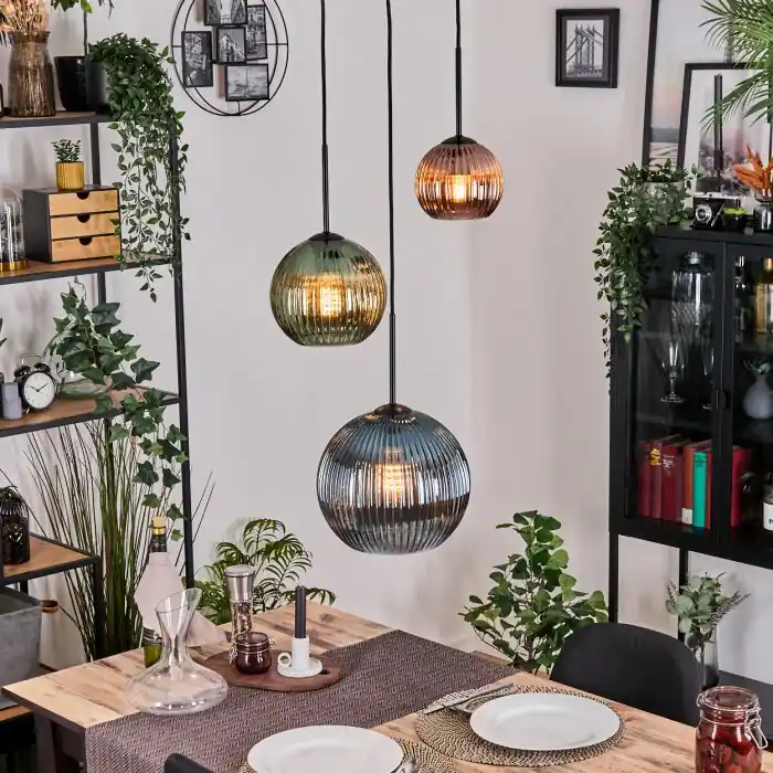 Meest Verkocht Koyoto Hanglamp, Kogellampje, Hanglamp 30 cm Blauw, Groen, Koperkleurig, 3-lichts