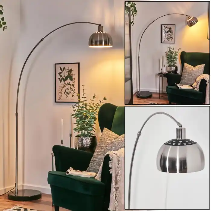 Baloca Staande lamp, Booglampen Nikkel mat, Zwart, 1-licht Finale Uitverkoop