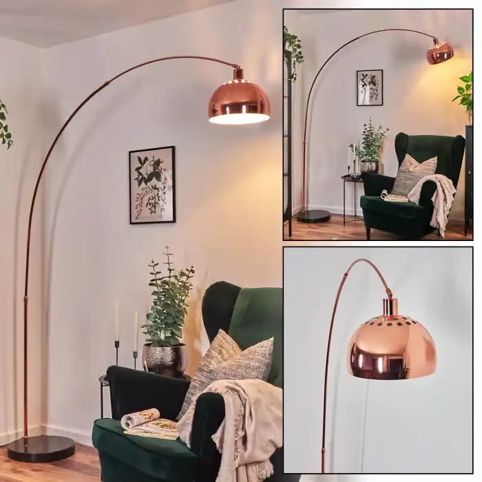 Gecertificeerd Baloca Staande lamp, Booglampen Koperkleurig, Zwart, 1-licht