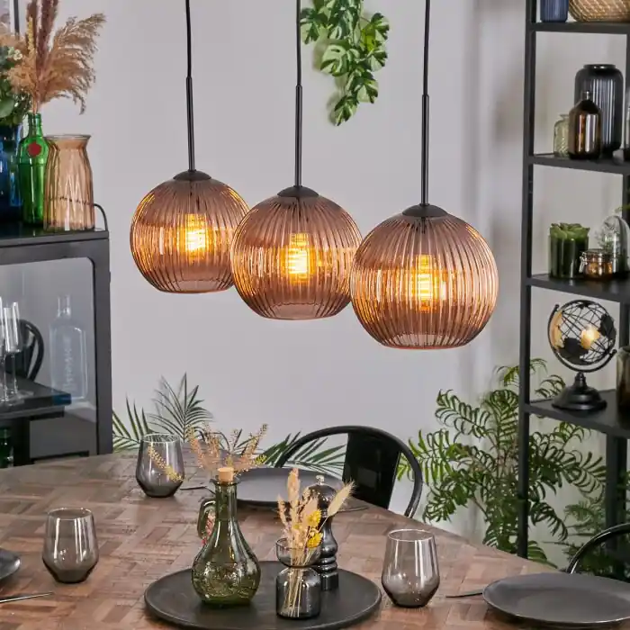 Koyoto Hanglamp, Kogellampje, Hanglamp Koperkleurig, 3-lichts Populair