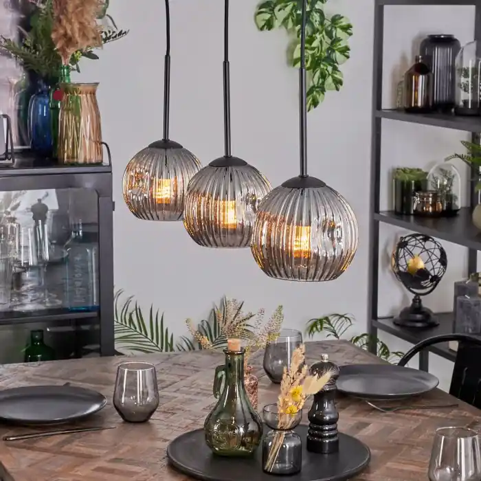 Merkproduct Ripoll Hanglamp, Kogellampje, Hanglamp Rookkleurig, 3-lichts
