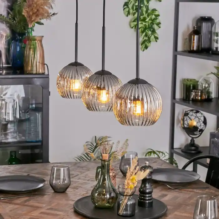 Uitverkoop Ripoll Hanglamp, Kogellampje, Hanglamp Chroom, Duidelijk, Rookkleurig, 3-lichts