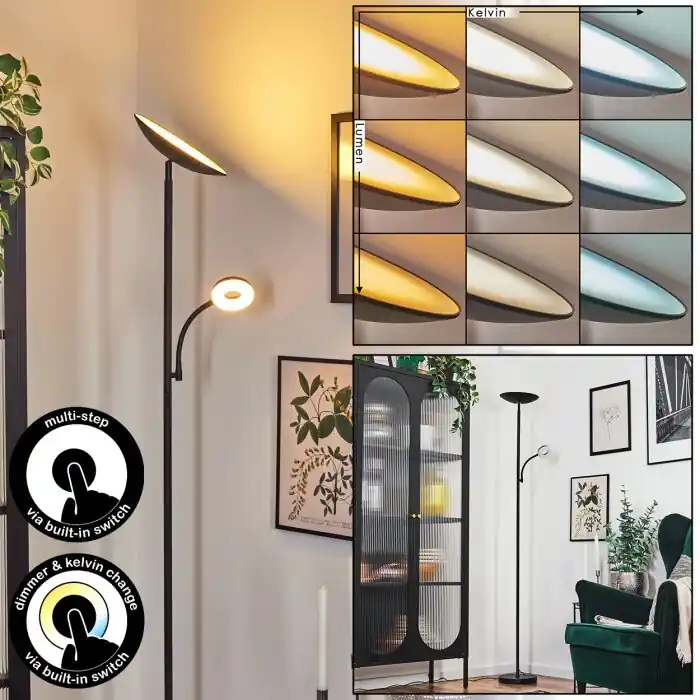 Actieprijs Dillingby Staande lamp LED Zwart, 2-lichts