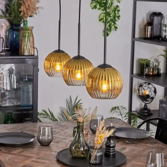 Koyoto Hanglamp, Kogellampje, Hanglamp Goud, Duidelijk, 3-lichts Veilige Betaling
