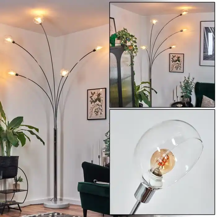 Op = Op Nikkala Staande lamp Chroom, Wit, 5-lichts