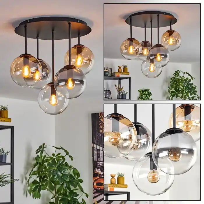 Gastor Plafondlamp, Kogellampje 45 cm Amber, Duidelijk, Rookkleurig, 5-lichts Alleen Vandaag