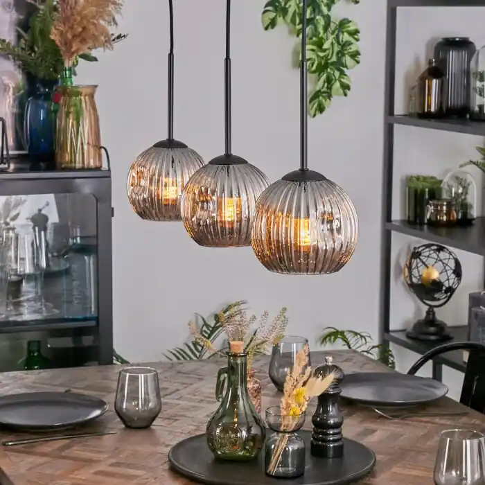 Ripoll Hanglamp, Kogellampje, Hanglamp Chroom, Rookkleurig, 3-lichts Shop Nu