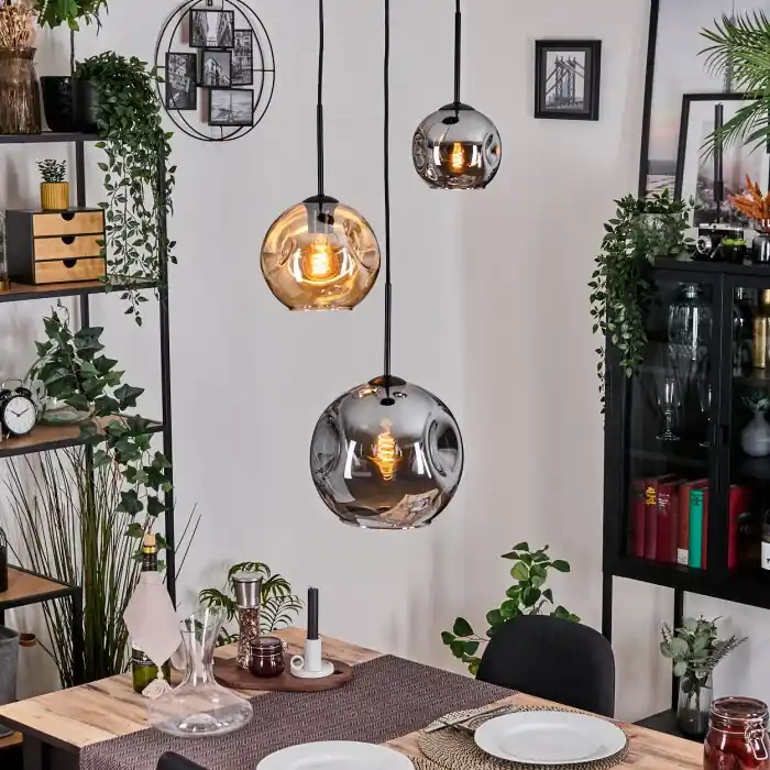 Tijdelijk Beschikbaar Ripoll Hanglamp, Kogellampje, Hanglamp, Cluster hanglamp Amber, Rookkleurig, 3-lichts