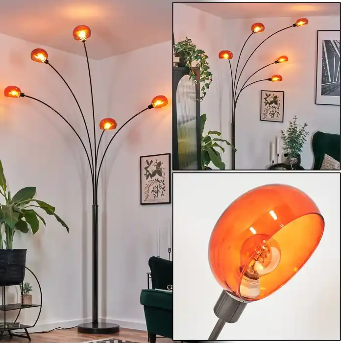Nikkala Staande lamp Chroom, Zwart, 5-lichts Actieprijs