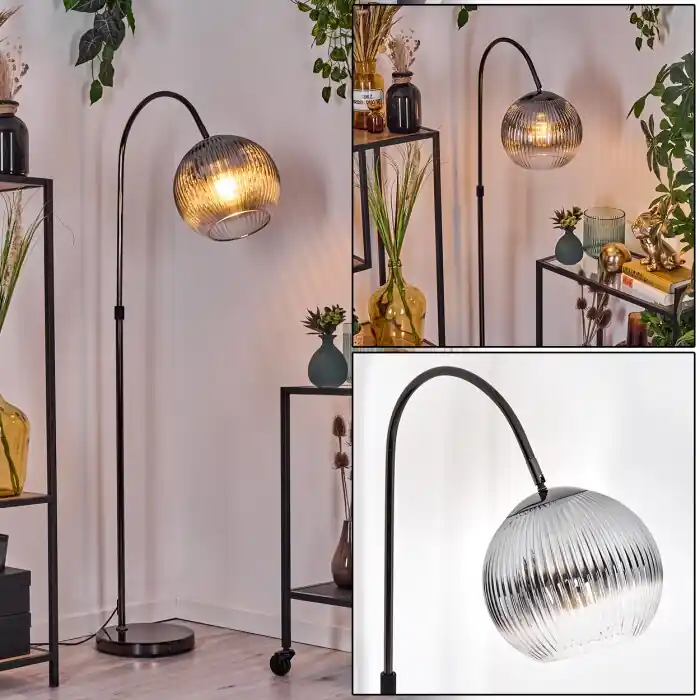 Koyoto Staande lamp, Booglampen Chroom, Zwart, 1-licht Merkproduct